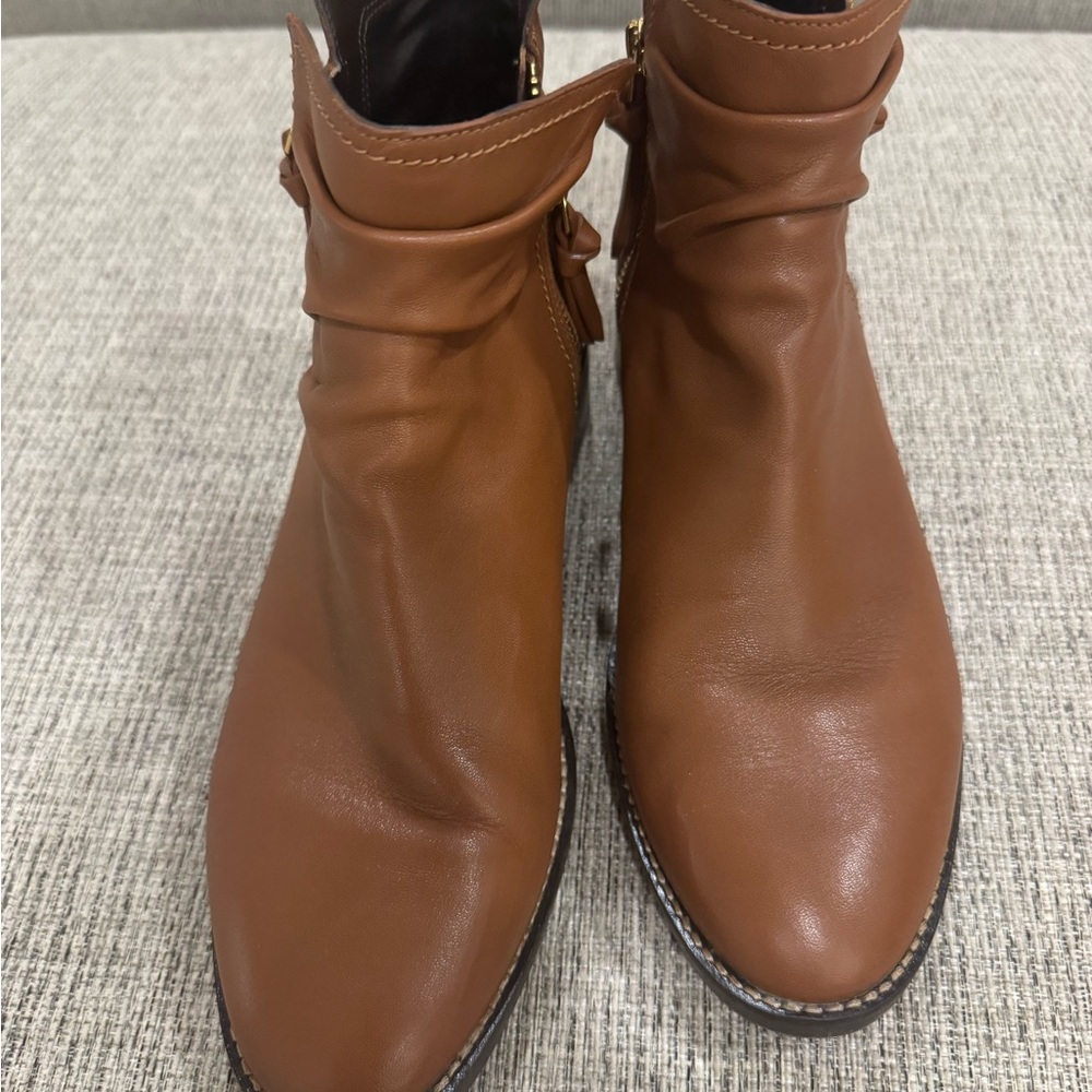 Like-New Cole Haan Cognac Leather Ankle Boots
